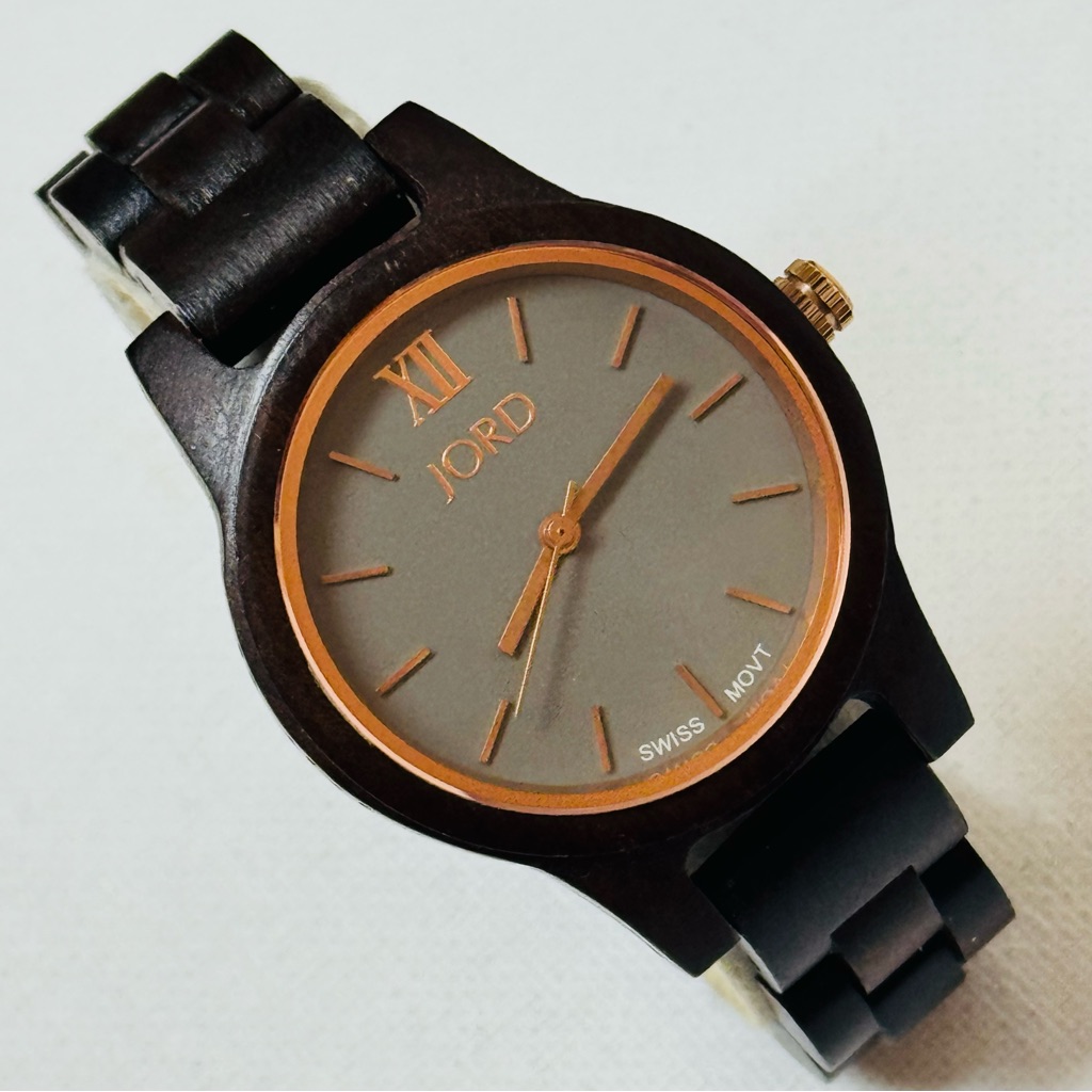 Jord Frankie 35mm Womens Sandalwood Watch Rose Gold Accents Slate Dial
